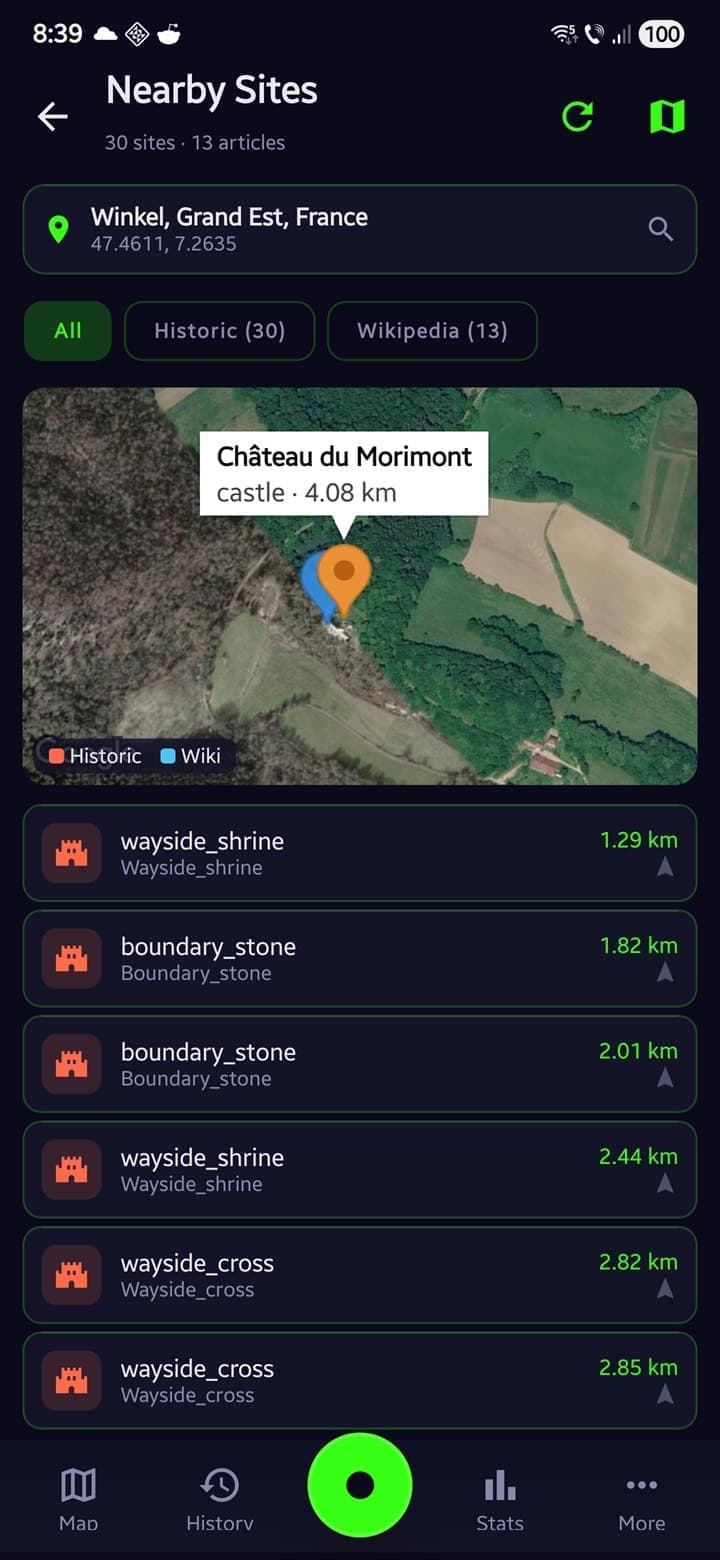 Nearby historic sites and Wikipedia landmarks for metal detecting research